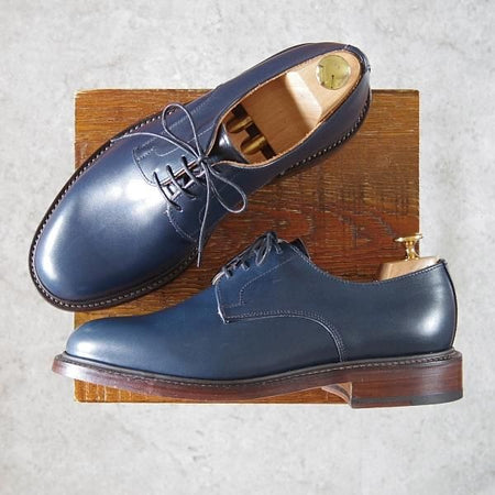 未使用★(英)サンダース製 UK8/US9【★マークマクナイリー別注/プレーントゥ】カーフ/紺/メンズ/SANDERS/MARK MCNAIRY★h122