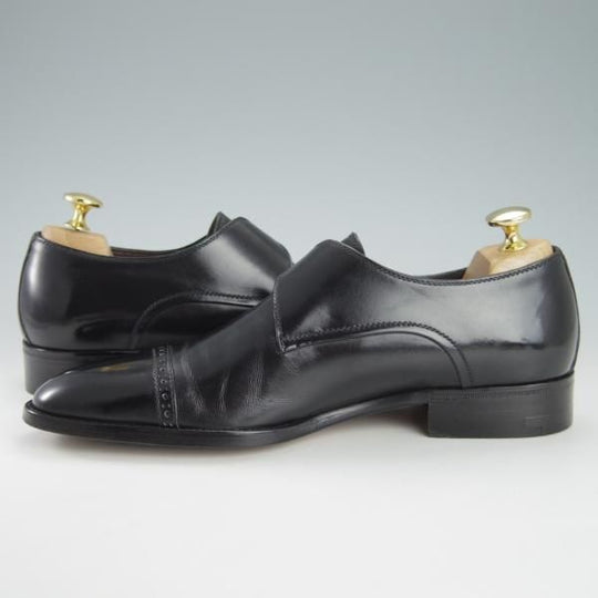 ★(伊)ア・テストーニ SIZE 5【上級★ブラックラピド製法/ブラックラベル】モンクストラップ/カーフ/黒/BLACK LABEL/a.testoni★h124