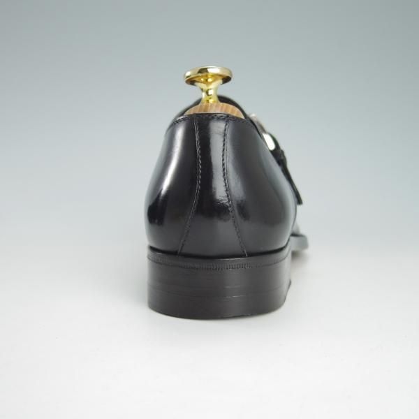 ★(伊)ア・テストーニ SIZE 5【上級★ブラックラピド製法/ブラックラベル】モンクストラップ/カーフ/黒/BLACK LABEL/a.testoni★h124