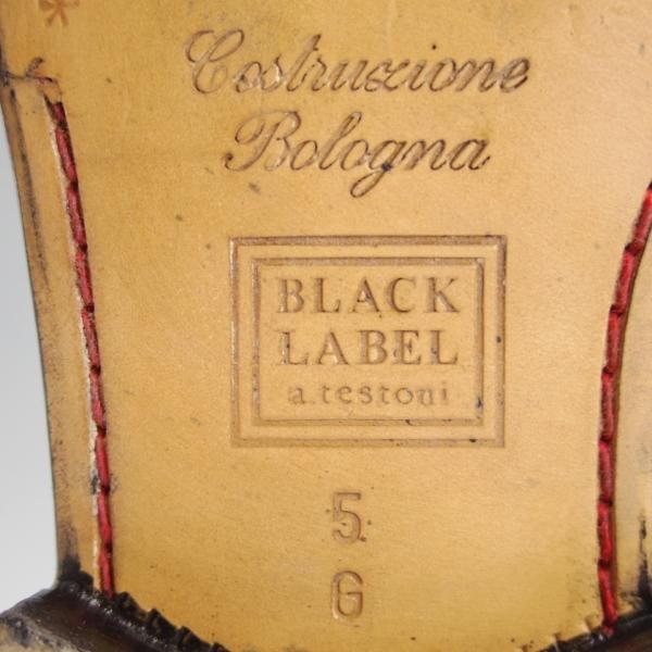 ★(伊)ア・テストーニ SIZE 5【上級★ブラックラピド製法/ブラックラベル】モンクストラップ/カーフ/黒/BLACK LABEL/a.testoni★h124