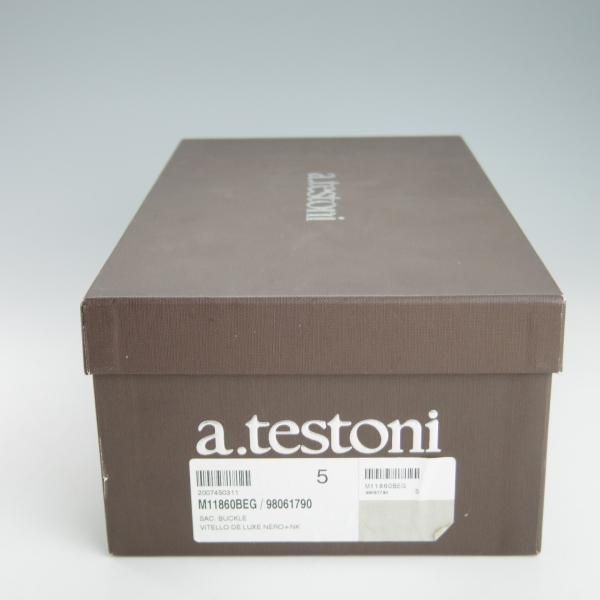 ★(伊)ア・テストーニ SIZE 5【上級★ブラックラピド製法/ブラックラベル】モンクストラップ/カーフ/黒/BLACK LABEL/a.testoni★h124