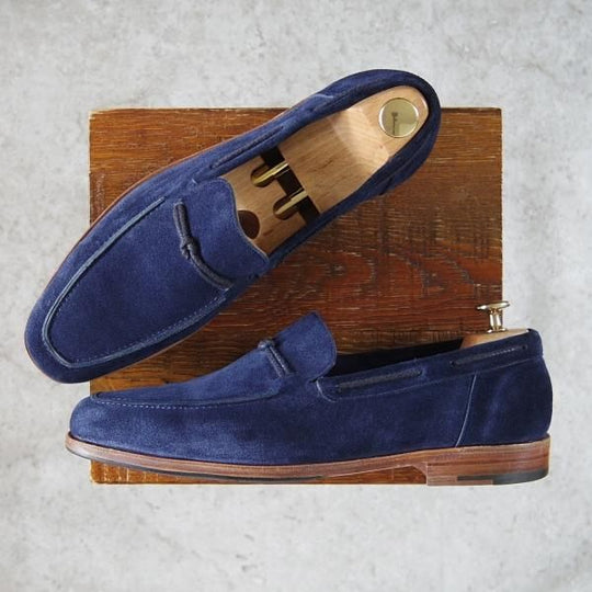 ★ジョンロブ 8.5E【★ローファー/TRENTON】7810ラスト/スリッポン/スエード/紺/メンズ/JOHN LOBB★h133