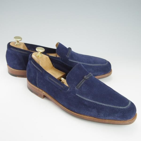 ★ジョンロブ 8.5E【★ローファー/TRENTON】7810ラスト/スリッポン/スエード/紺/メンズ/JOHN LOBB★h133