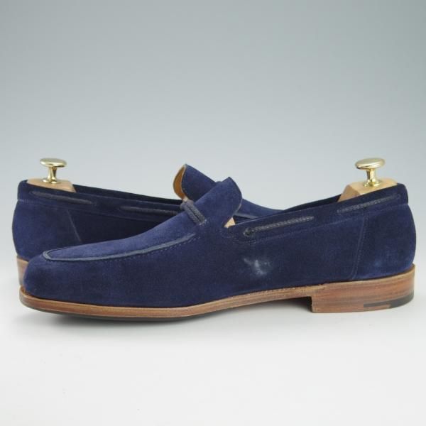 ★ジョンロブ 8.5E【★ローファー/TRENTON】7810ラスト/スリッポン/スエード/紺/メンズ/JOHN LOBB★h133