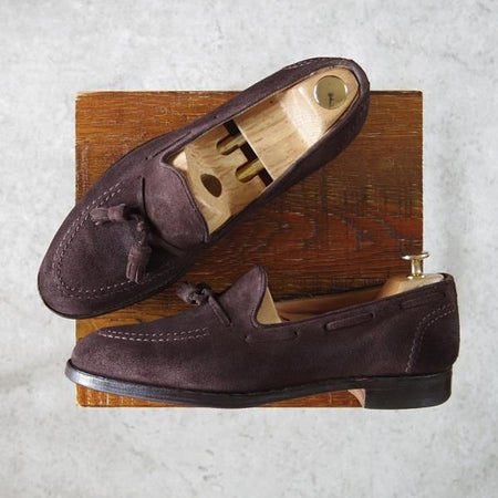 極上★(英)チーニー 7F【定価￥74,800-★HARRY/ハリー/214ラスト】タッセルローファー/スエード/濃茶/メンズ/CHEANEY★h137