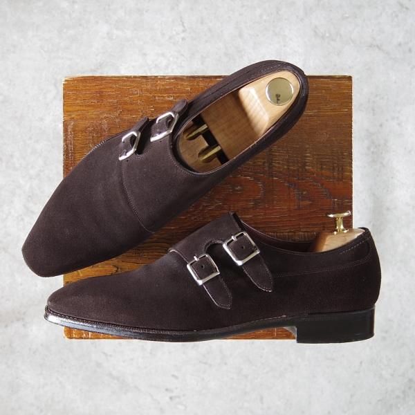 極美品★Soffice&Solid/ソフィス&ソリッド SIZE 7.5【定価￥59,400-★ダブルモンク/S803】スエード/濃茶/トレーディングポスト取扱★h141