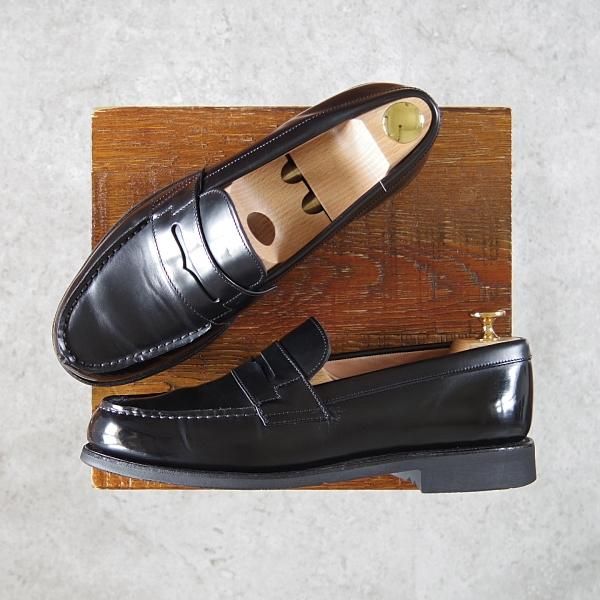 極美品★(英)アルフレッド・サージェント SIZE 6.5【貴重★(仏)BOWEN別注/コインローファー】黒/メンズ/Alfred Sargent★h157