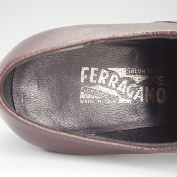 極美品★(伊)サルヴァトーレ・フェラガモ 6.5EE【★プレーントゥ/濃茶】グレインレザー/メンズ/シューズ/靴/Salvatore Ferragamo★h162
