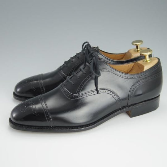 未使用★チャーチ 65F/UK6.5【旧チャーチ★デッドストック品/73ラスト/3都市ロゴ】セミブローグ/カーフ/黒/メンズ/Church's★h167