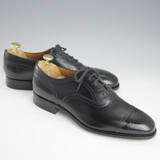 未使用★チャーチ 65F/UK6.5【旧チャーチ★デッドストック品/73ラスト/3都市ロゴ】セミブローグ/カーフ/黒/メンズ/Church's★h167