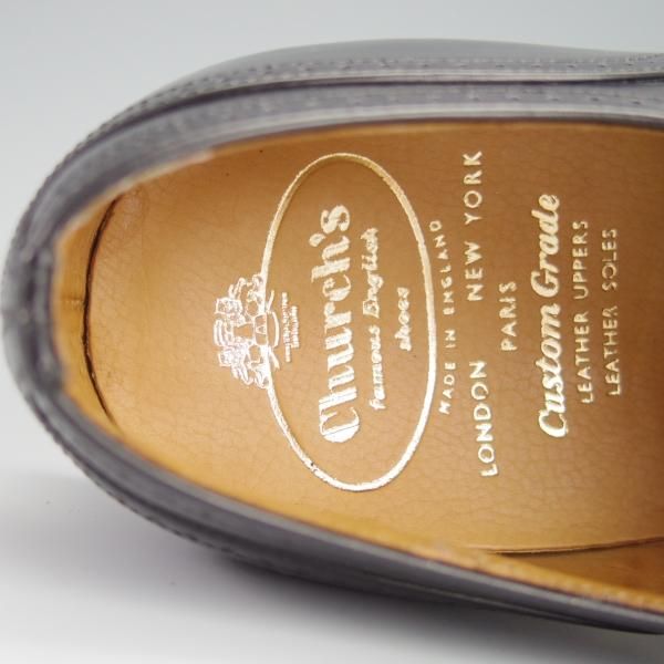 未使用★チャーチ 65F/UK6.5【旧チャーチ★デッドストック品/73ラスト/3都市ロゴ】セミブローグ/カーフ/黒/メンズ/Church's★h167