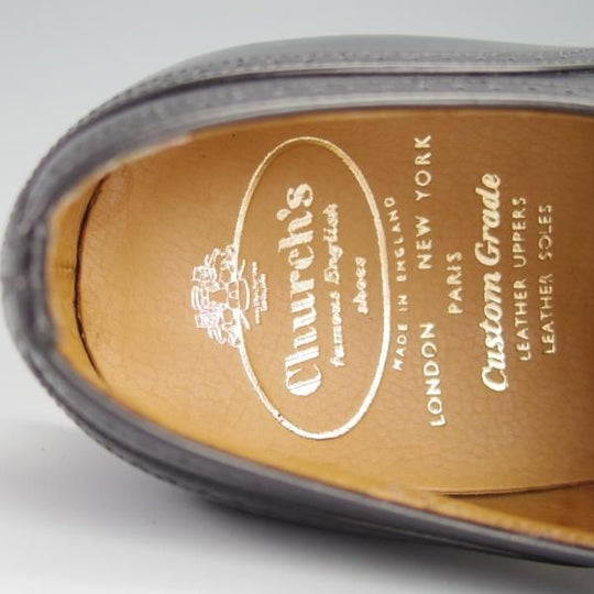 未使用★チャーチ 65F/UK6.5【旧チャーチ★デッドストック品/73ラスト/3都市ロゴ】セミブローグ/カーフ/黒/メンズ/Church's★h167