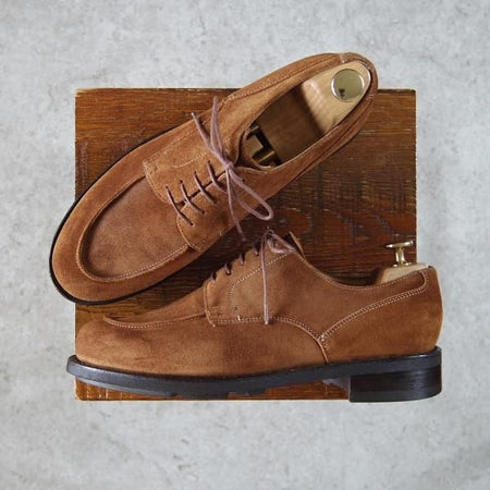 極美品★パラブーツ SIZE 7【モデル定価￥77,000-★ドレス仕様シャンボード/CHAMBORD】スエード/茶/Uチップ/メンズ/Paraboot★h179