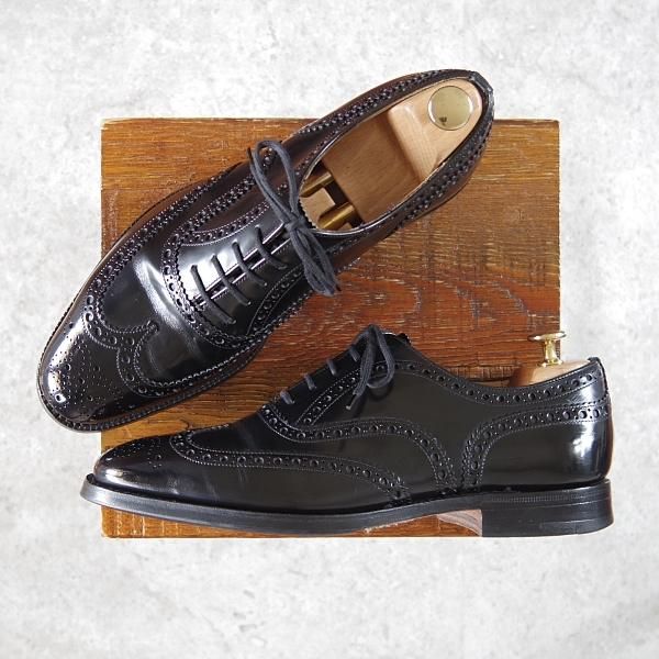 極上★チャーチ 80F/UK8【貴重★73ラスト仕様のバーウッド/BRISBANE】ブリスベン/フルブローグ/黒/メンズ/Church's★h183