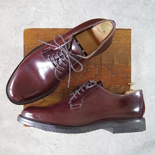 未使用★(伊)ブルネロクチネリ SIZE 43【定価30万円以上★コードバン仕様/プレーントゥ】C5241/赤茶/BRUNELLO CUCINELLI★h189