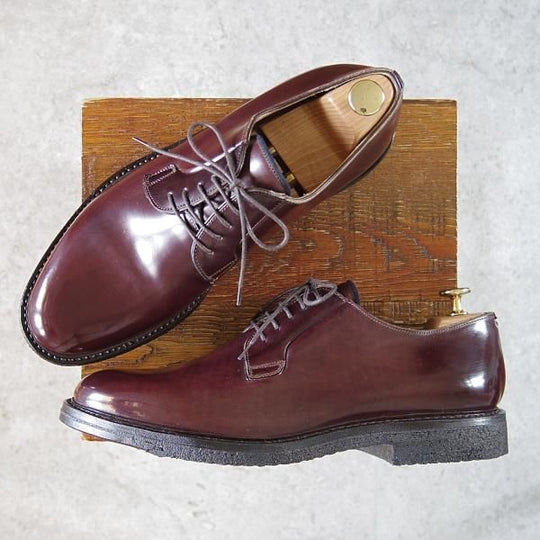 未使用★(伊)ブルネロクチネリ SIZE 43【定価30万円以上★コードバン仕様/プレーントゥ】C5241/赤茶/BRUNELLO CUCINELLI★h189