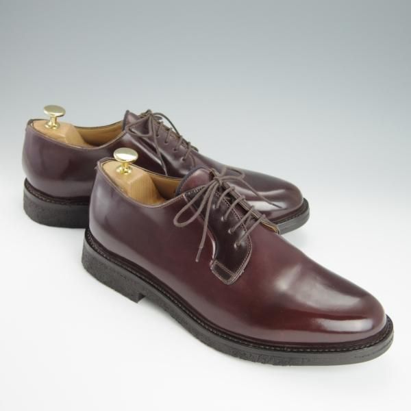 未使用★(伊)ブルネロクチネリ SIZE 43【定価30万円以上★コードバン仕様/プレーントゥ】C5241/赤茶/BRUNELLO CUCINELLI★h189