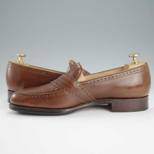 未使用★(英)グレンソン UK6.5程度【★フルストラップ/ローファー】カーフ/茶/メンズ/GRENSON★h190