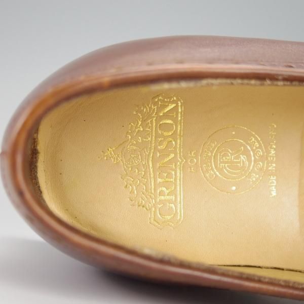 未使用★(英)グレンソン UK6.5程度【★フルストラップ/ローファー】カーフ/茶/メンズ/GRENSON★h190