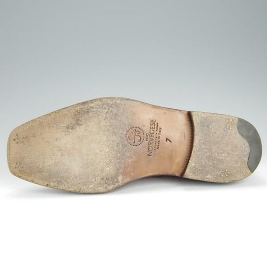 極上★(伊)STEFANO BI/ステファノビ SIZE 7【貴重★ノルベジェーゼ製法/Uチップ】カーフ/茶/メンズ★h191