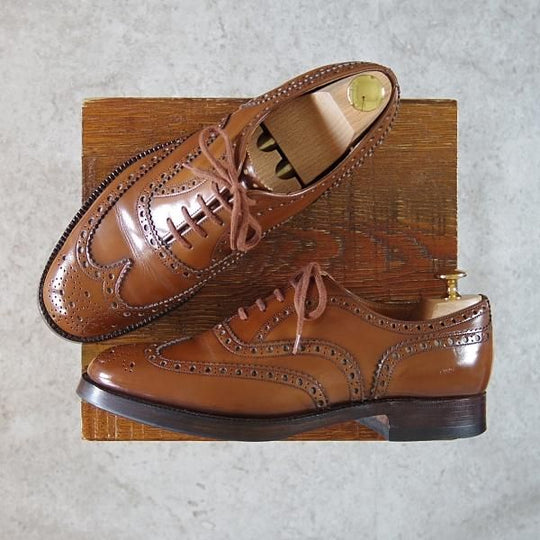 極上★チャーチ 65G/UK6.5【現行定価￥136,400-★旧チャーチ/ブックバインダーカーフ/BURWOOD】バーウッド/3都市ロゴ/茶/Church's★h192