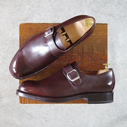 未使用★(スペイン製)YANKO/ヤンコ SIZE 7【グッドイヤーウェルテッド製法★モンクストラップ/29798】カーフ/濃茶/メンズ★h196