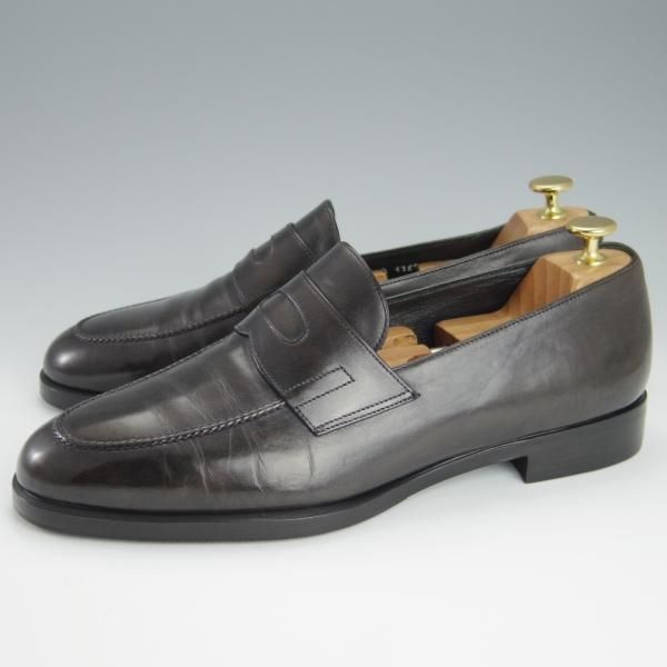 極上★(伊)タニノクリスチー SIZE 8【定価￥198,450-★最後期のコインローファー/Ascott】パティーヌ濃茶〜黒/カーフ/TANINO CRISCI★h212