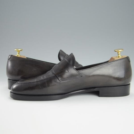 極上★(伊)タニノクリスチー SIZE 8【定価￥198,450-★最後期のコインローファー/Ascott】パティーヌ濃茶〜黒/カーフ/TANINO CRISCI★h212