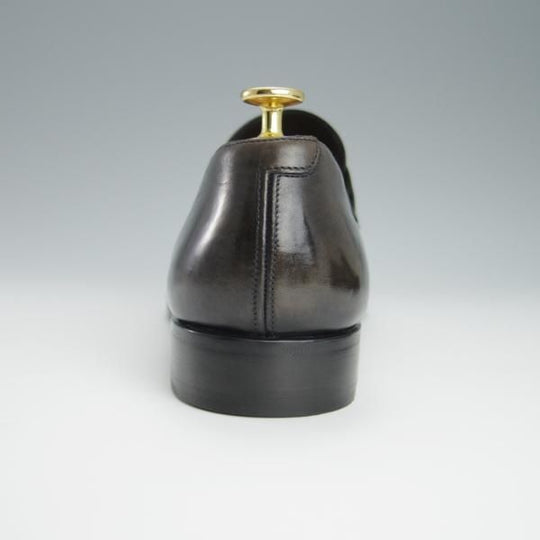 極上★(伊)タニノクリスチー SIZE 8【定価￥198,450-★最後期のコインローファー/Ascott】パティーヌ濃茶〜黒/カーフ/TANINO CRISCI★h212