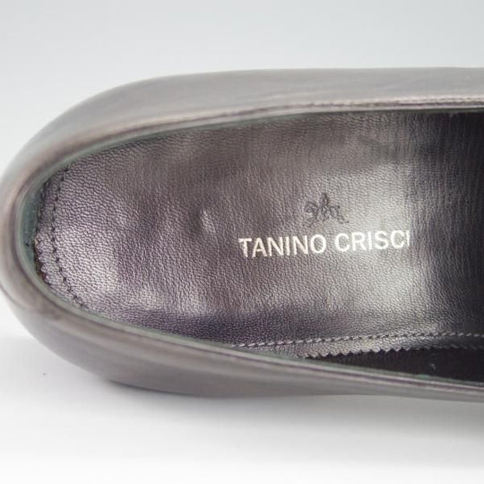 極上★(伊)タニノクリスチー SIZE 8【定価￥198,450-★最後期のコインローファー/Ascott】パティーヌ濃茶〜黒/カーフ/TANINO CRISCI★h212