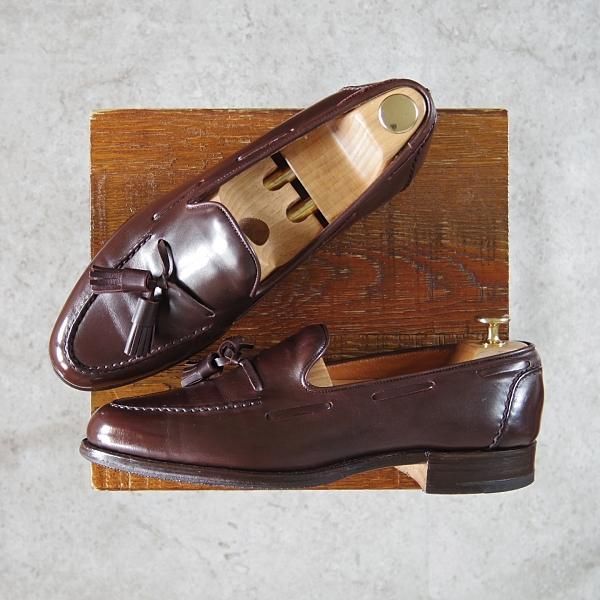 極上★(英)グレンソン 7.5E【貴重★footmaster/フットマスター】タッセルローファー/カーフ/濃茶/メンズ/GRENSON★h217