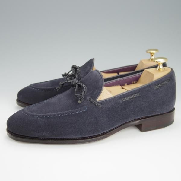 美品★(スペイン製)CARMINA/カルミナ SIZE 6【定価￥72,600-★リボンローファー/80371】UETAMラスト/スエード/MARINO/紺/メンズ★h218