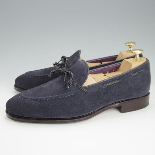 美品★(スペイン製)CARMINA/カルミナ SIZE 6【定価￥72,600-★リボンローファー/80371】UETAMラスト/スエード/MARINO/紺/メンズ★h218