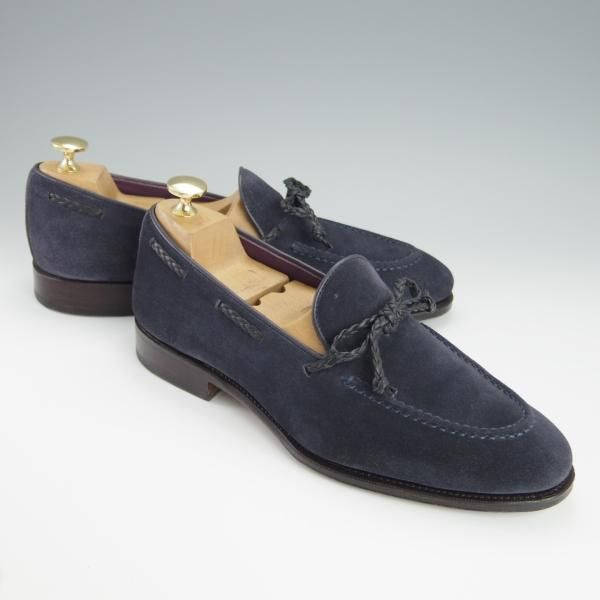 美品★(スペイン製)CARMINA/カルミナ SIZE 6【定価￥72,600-★リボンローファー/80371】UETAMラスト/スエード/MARINO/紺/メンズ★h218