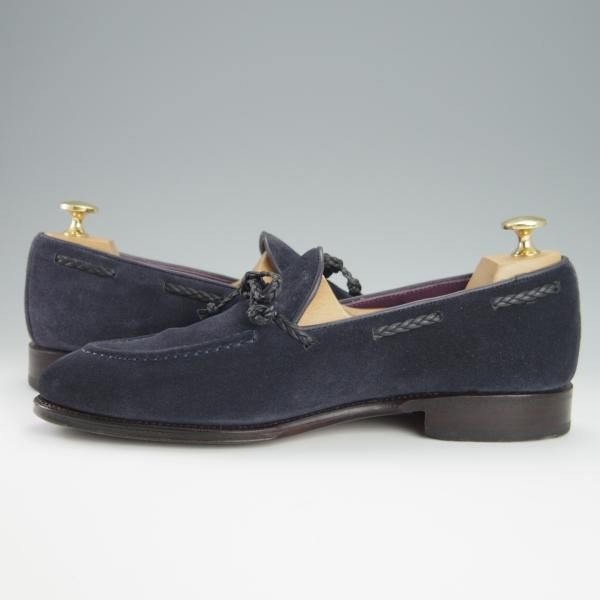 美品★(スペイン製)CARMINA/カルミナ SIZE 6【定価￥72,600-★リボンローファー/80371】UETAMラスト/スエード/MARINO/紺/メンズ★h218
