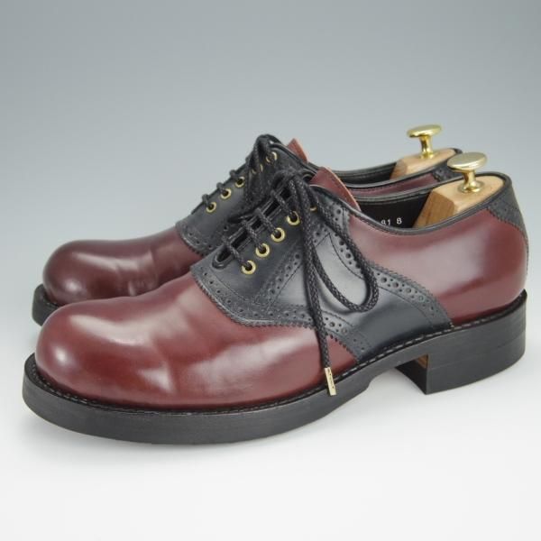 極上★(熊本)SONIC LAB/ソニックラブ SIZE 8【コードバン仕様★サドルシューズ/コンビ】赤茶×黒/メンズ★h225