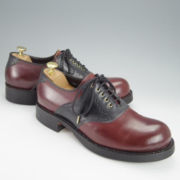 極上★(熊本)SONIC LAB/ソニックラブ SIZE 8【コードバン仕様★サドルシューズ/コンビ】赤茶×黒/メンズ★h225