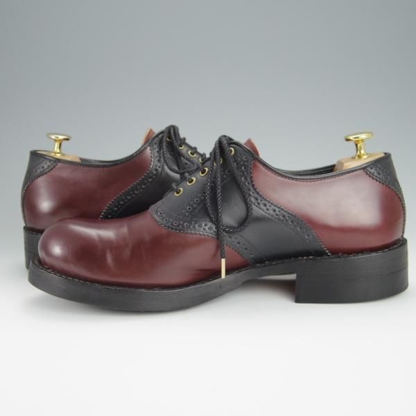 極上★(熊本)SONIC LAB/ソニックラブ SIZE 8【コードバン仕様★サドルシューズ/コンビ】赤茶×黒/メンズ★h225