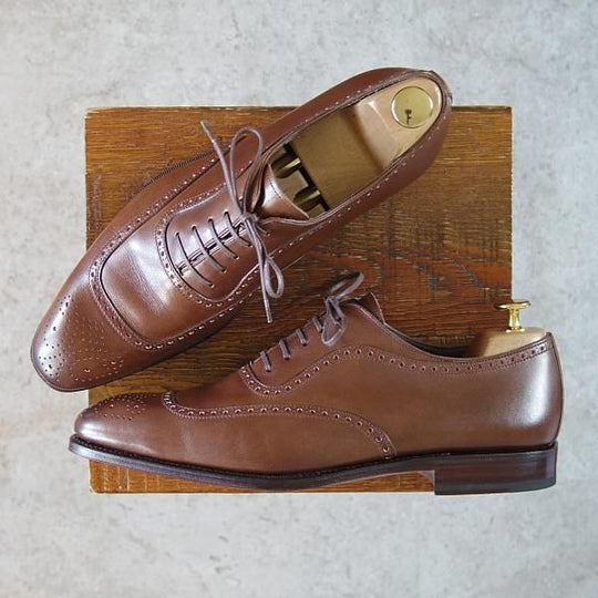 未使用★(スペイン製)CARMINA/カルミナ SIZE 8【定価￥75,900-★クレセントブローグ/RAINラスト】80373/カーフ/茶/メンズ★h227