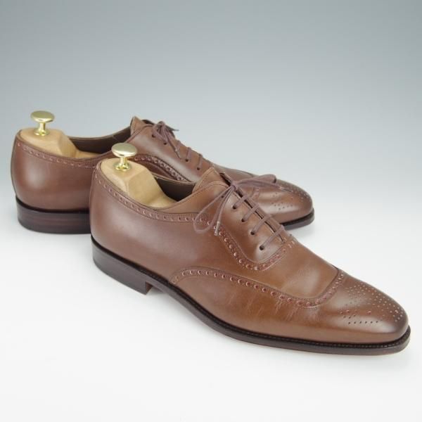 未使用★(スペイン製)CARMINA/カルミナ SIZE 8【定価￥75,900-★クレセントブローグ/RAINラスト】80373/カーフ/茶/メンズ★h227