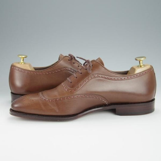 未使用★(スペイン製)CARMINA/カルミナ SIZE 8【定価￥75,900-★クレセントブローグ/RAINラスト】80373/カーフ/茶/メンズ★h227