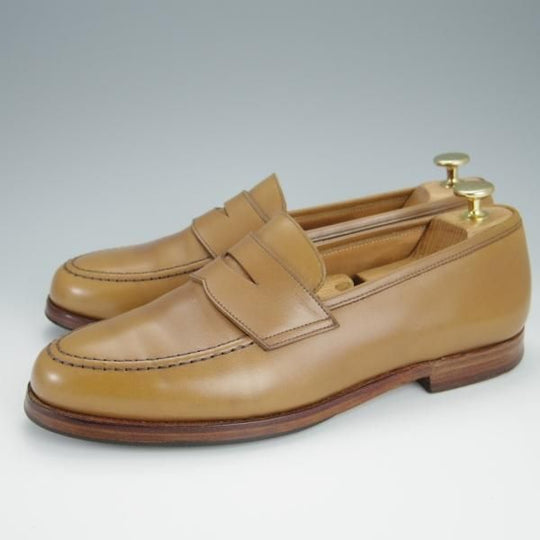 極上★クロケット&ジョーンズ 7.5E【現行定価￥83,600-★BOSTON 2/ボストン】コインローファー/カーフ/薄茶/メンズ/Crockett&Jones★h229