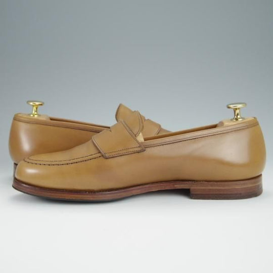 極上★クロケット&ジョーンズ 7.5E【現行定価￥83,600-★BOSTON 2/ボストン】コインローファー/カーフ/薄茶/メンズ/Crockett&Jones★h229