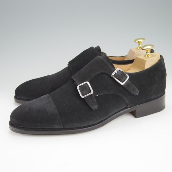 ほぼ試着程度★(スペイン製)MEERMIN/メルミン SIZE 6.5【グッドイヤーウェルテッド製法★ダブルモンク/118392】スエード/黒/メンズ★h230