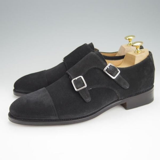 ほぼ試着程度★(スペイン製)MEERMIN/メルミン SIZE 6.5【グッドイヤーウェルテッド製法★ダブルモンク/118392】スエード/黒/メンズ★h230