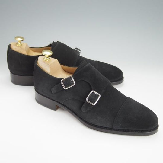 ほぼ試着程度★(スペイン製)MEERMIN/メルミン SIZE 6.5【グッドイヤーウェルテッド製法★ダブルモンク/118392】スエード/黒/メンズ★h230