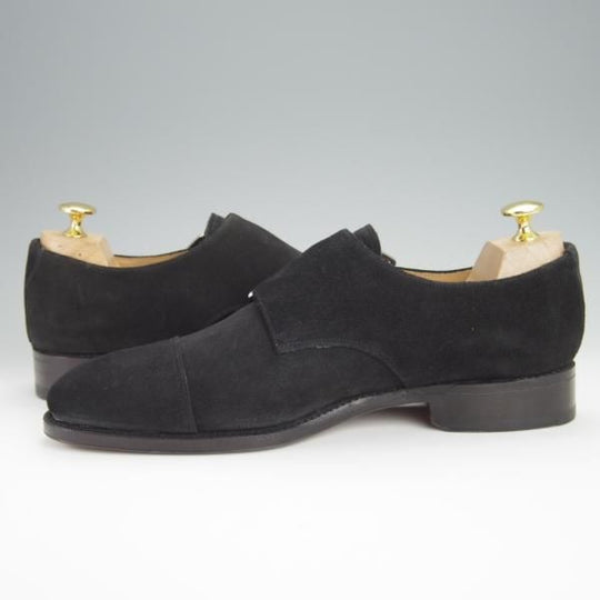 ほぼ試着程度★(スペイン製)MEERMIN/メルミン SIZE 6.5【グッドイヤーウェルテッド製法★ダブルモンク/118392】スエード/黒/メンズ★h230