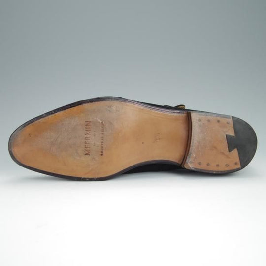 ほぼ試着程度★(スペイン製)MEERMIN/メルミン SIZE 6.5【グッドイヤーウェルテッド製法★ダブルモンク/118392】スエード/黒/メンズ★h230