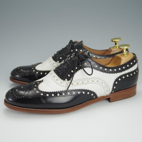 極美品★チャーチ(レディース) SIZE 36.5【★BURWOOD 3W/フルブローグ】白×黒/カーフ×ポリッシュドバインダーカーフ/Church's★h236