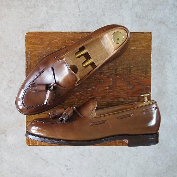 美品★クロケット&ジョーンズ 6E【定価￥86,900-★CAVENDISH 3/キャベンディッシュ3】タッセルローファー/茶/Crockett&Jones★h248